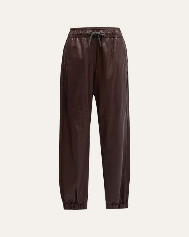 Smooth Glove Leather Track Pants